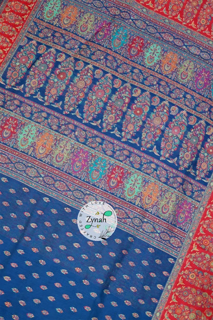 Zynah Pure Silk Kani Jamawar Saree with Butis Body, Grand Pallu & Border; Custom Stitched/Ready-made Blouse, Fall, Petticoat; Shipping available USA, Worldwide