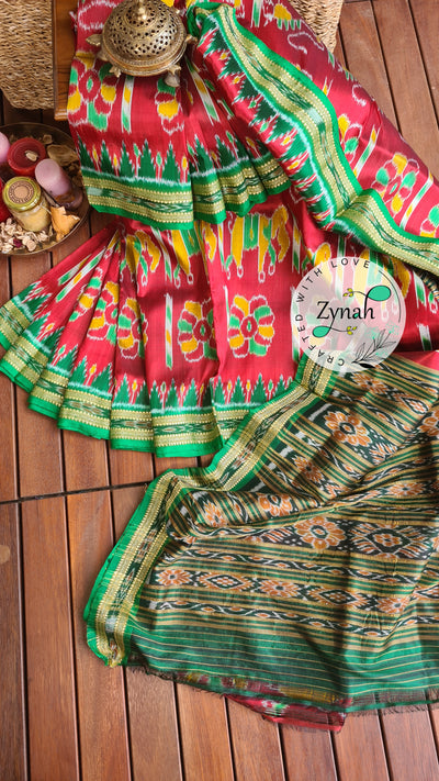 Zynah Handwoven Khandua Silk Saree; Custom Stitched/Ready-made Blouse, Fall, Petticoat; Shipping available USA, Worldwide