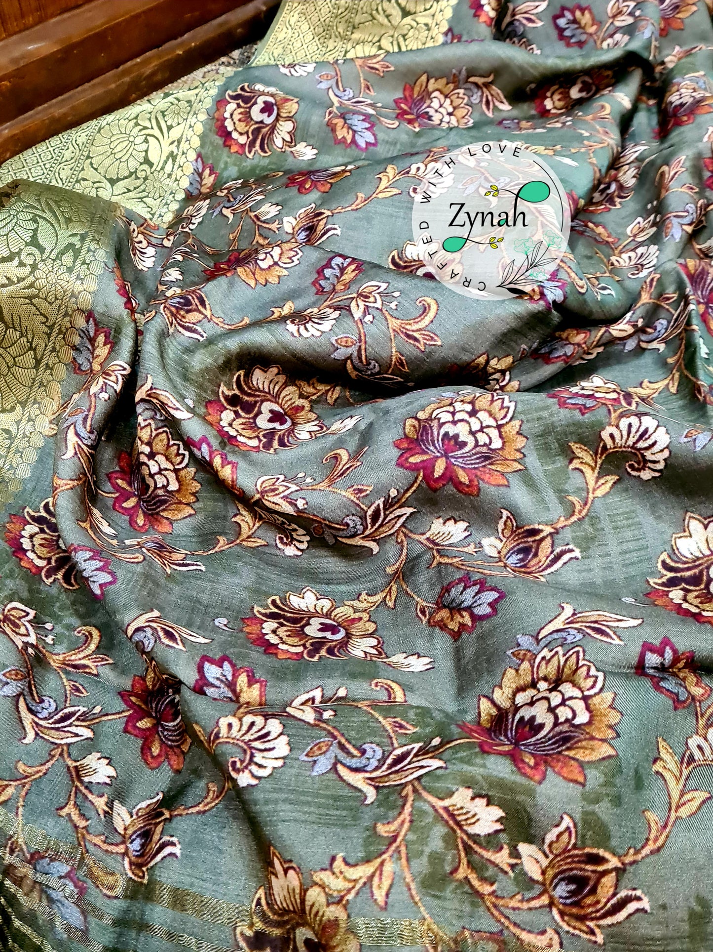 Zynah Pure Munga Silk Saree with Trendy prints & Zari Weave Border; Custom Stitched/Ready-made Blouse, Fall, Petticoat; Shipping available USA, Worldwide