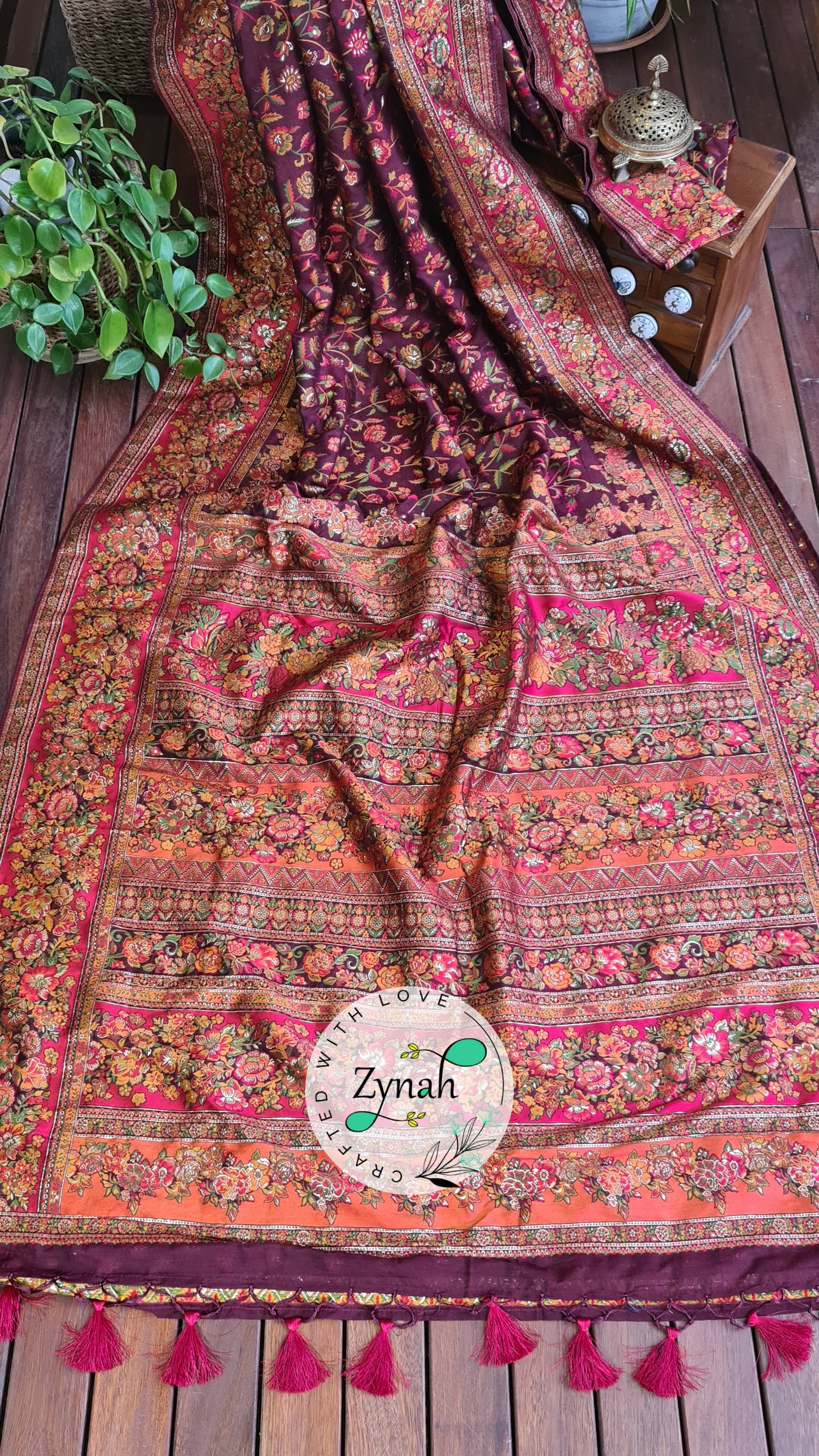 Zynah Pure Kani Silk Cotton Saree with Grand Pallu; Custom Stitched/Ready-made Blouse, Fall, Petticoat; Shipping available USA, Worldwide
