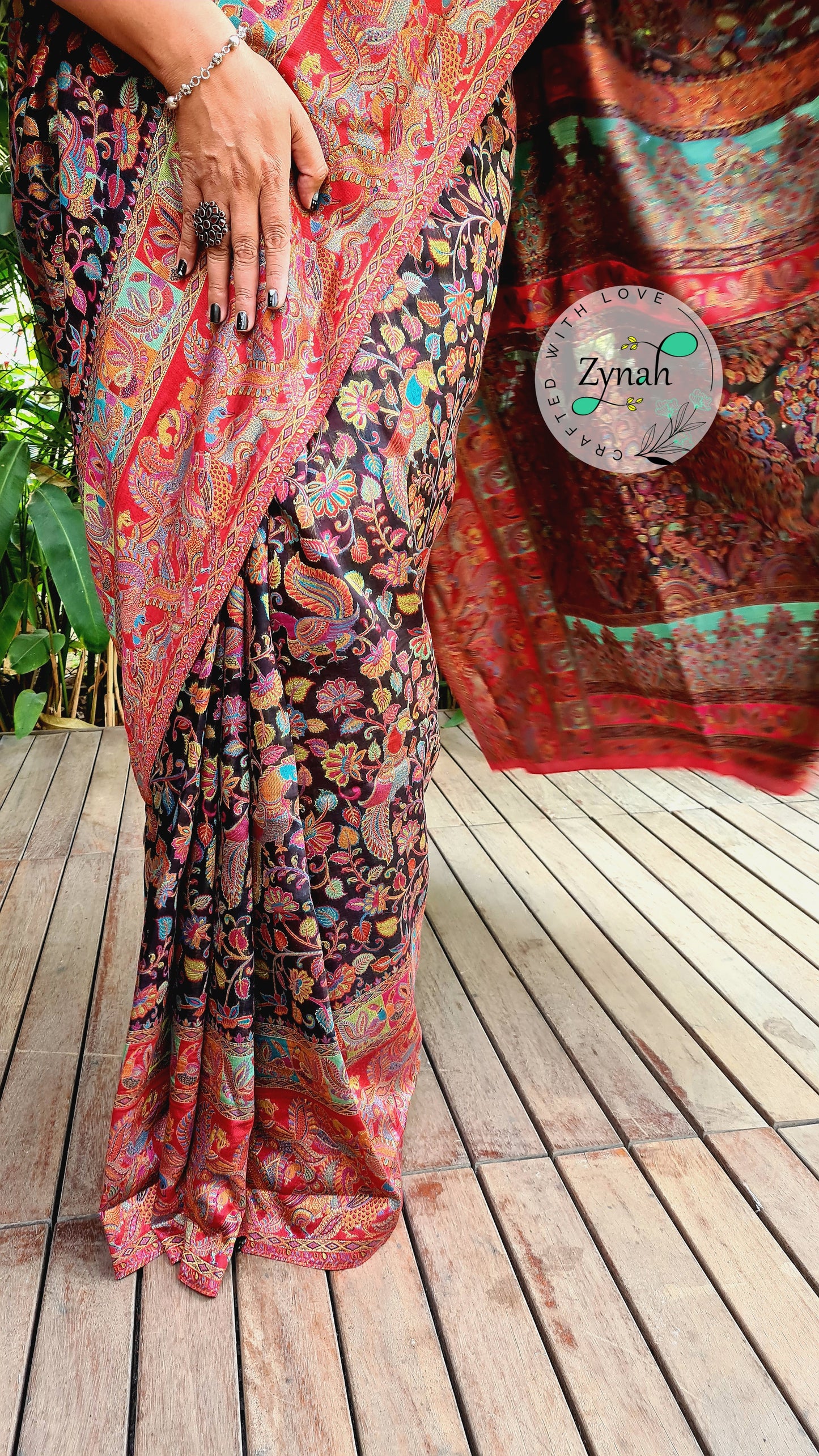 Zynah Pure Kani Silk Saree with Grand Pallu; Custom Stitched/Ready-made Blouse, Fall, Petticoat; Shipping available USA, Worldwide