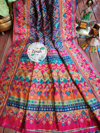 Zynah Blue Color Pure Kani Silk Saree with Grand Pallu; Custom Stitched/Ready-made Blouse, Fall, Petticoat; Shipping available USA, Worldwide