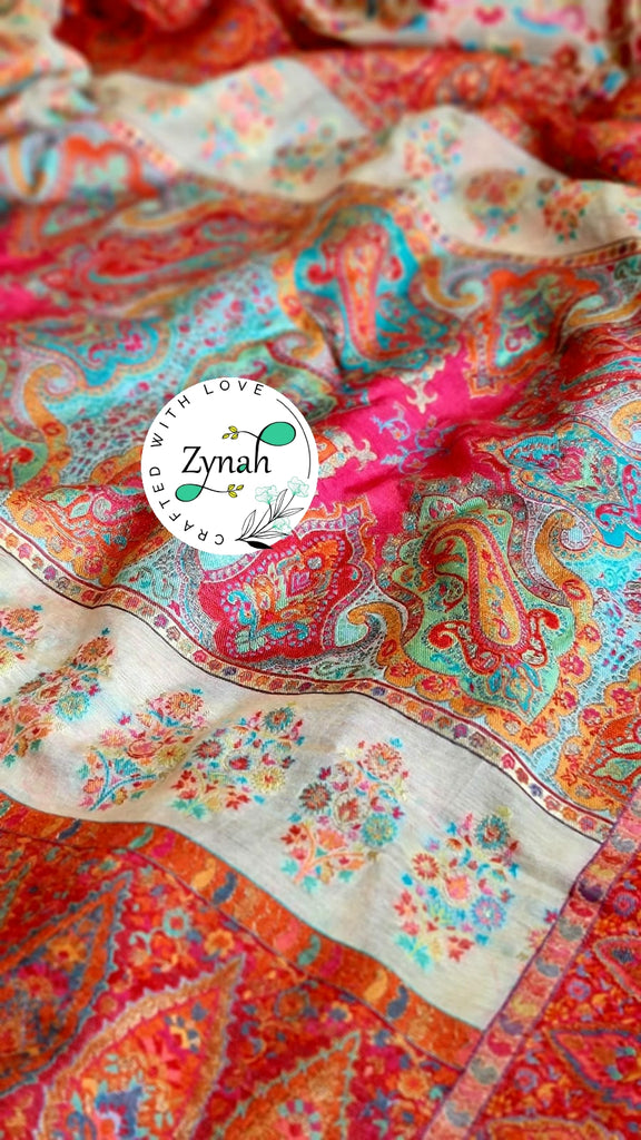 Zynah Pure Kani Silk Cotton Saree with Grand Pallu; Custom Stitched/Ready-made Blouse, Fall, Petticoat; Shipping available USA, Worldwide