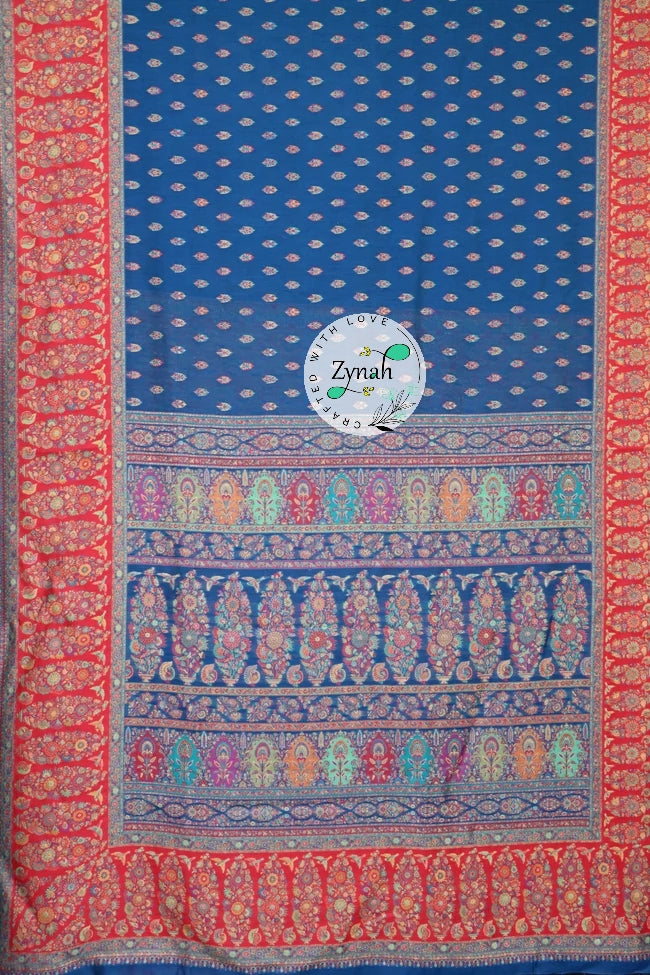 Zynah Pure Silk Kani Jamawar Saree with Butis Body, Grand Pallu & Border; Custom Stitched/Ready-made Blouse, Fall, Petticoat; Shipping available USA, Worldwide