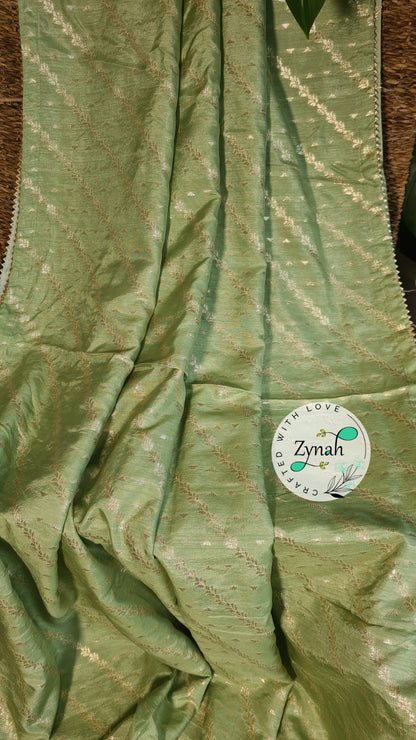 Zynah Pure Munga Silk Saree with Diagonal Stripes, Lehariya Style Weaving & Lace Border; Custom Stitched/Ready-made Blouse, Fall, Petticoat; Shipping available USA, Worldwide