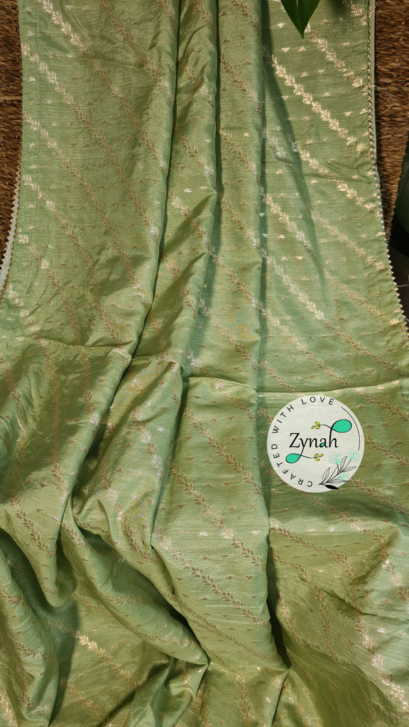 Zynah Pure Munga Silk Saree with Diagonal Stripes, Lehariya Style Weaving & Lace Border; Custom Stitched/Ready-made Blouse, Fall, Petticoat; Shipping available USA, Worldwide