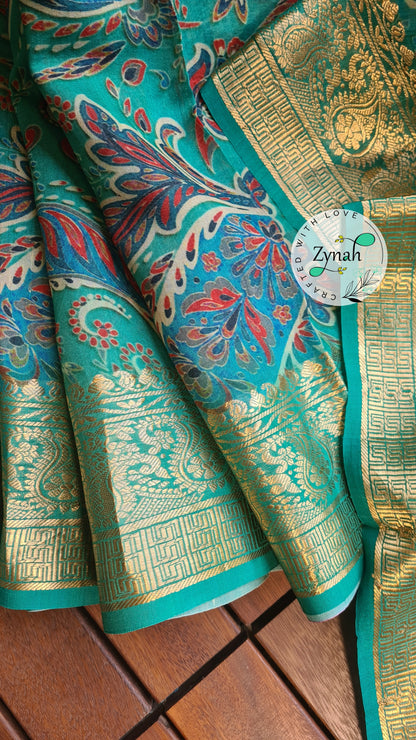 Zynah Pure Tussar Banarasi Silk Saree; Custom Stitched/Ready-made Blouse, Fall, Petticoat; Shipping available USA, Worldwide