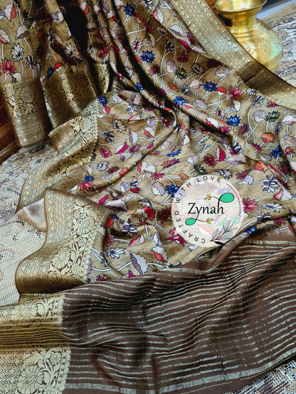 Zynah Pure Munga Silk Saree with Trendy prints & Zari Weave Border; Custom Stitched/Ready-made Blouse, Fall, Petticoat; Shipping available USA, Worldwide