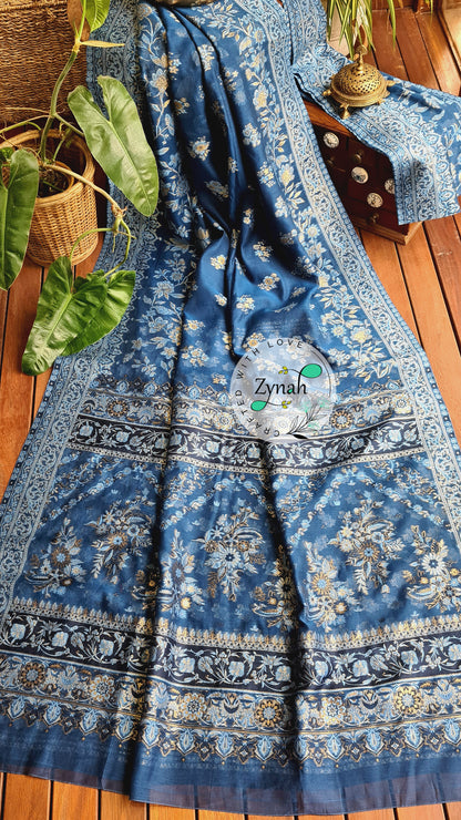 Zynah Pure Raw Silk Kani Saree with Grand Pallu; Custom Stitched/Ready-made Blouse, Fall, Petticoat; Shipping available USA, Worldwide