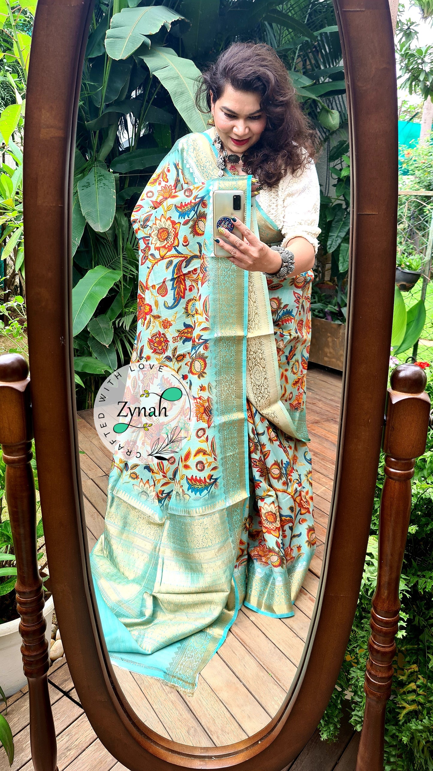 Zynah Pure Tussar Banarasi Silk Saree; Custom Stitched/Ready-made Blouse, Fall, Petticoat; Shipping available USA, Worldwide