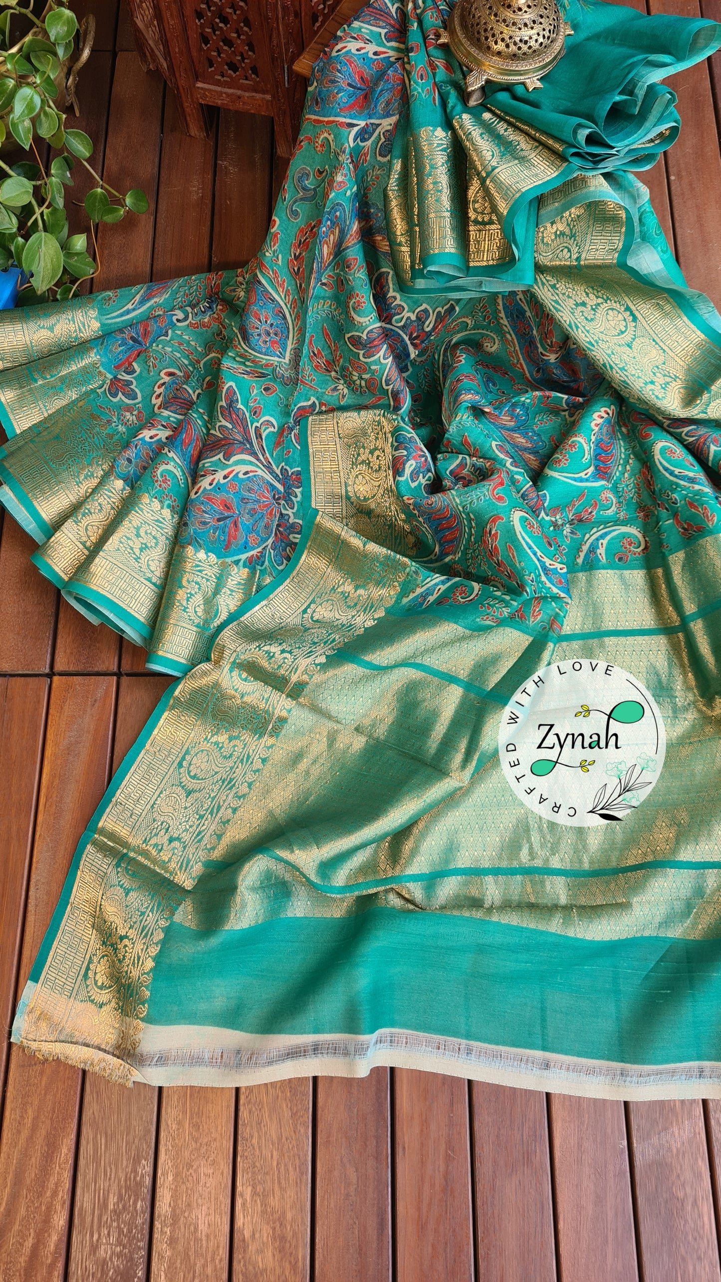 Zynah Pure Tussar Banarasi Silk Saree; Custom Stitched/Ready-made Blouse, Fall, Petticoat; Shipping available USA, Worldwide