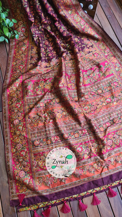 Zynah Pure Kani Silk Cotton Saree with Grand Pallu; Custom Stitched/Ready-made Blouse, Fall, Petticoat; Shipping available USA, Worldwide