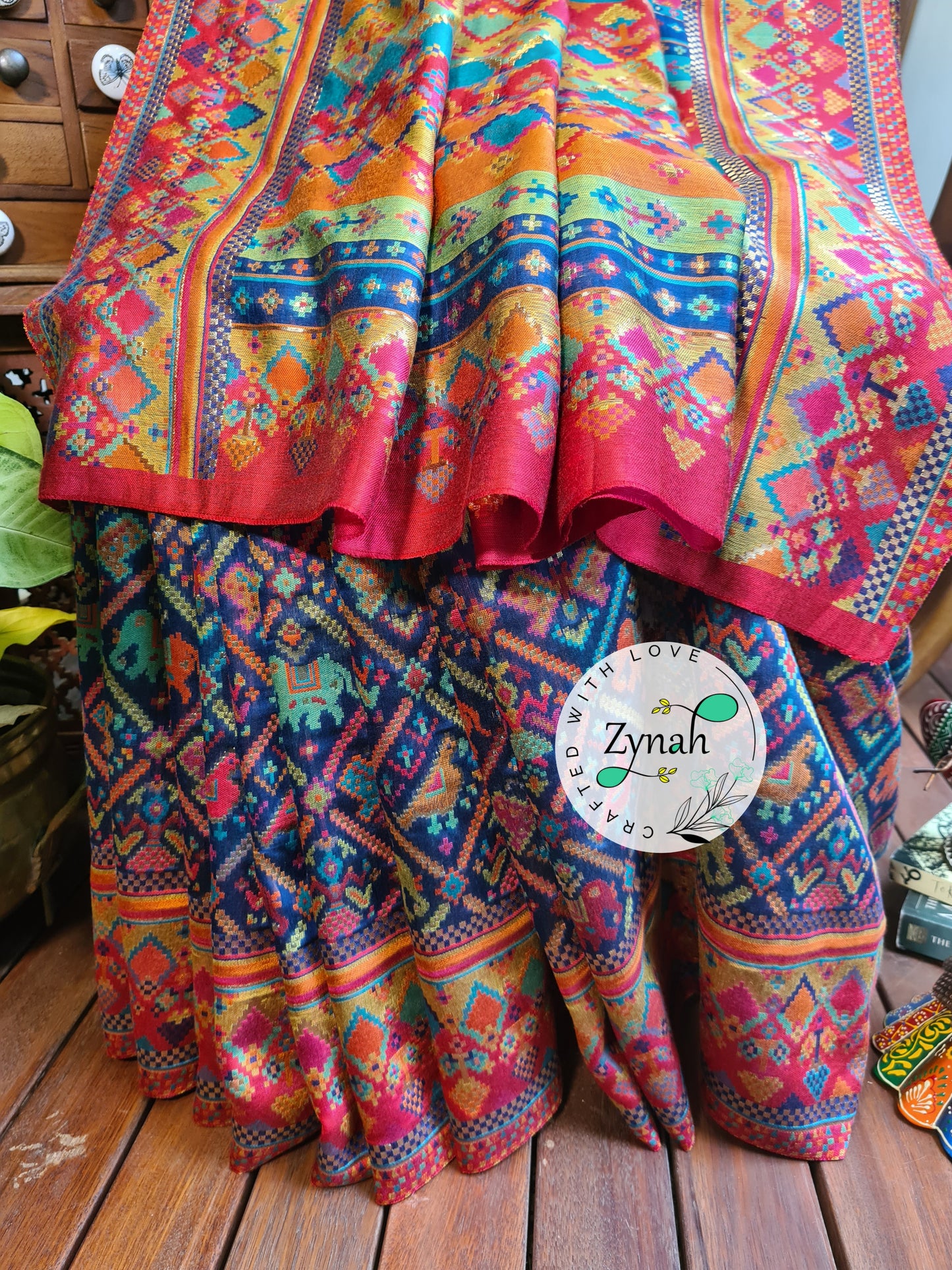 Zynah Blue Color Pure Kani Silk Saree with Grand Pallu; Custom Stitched/Ready-made Blouse, Fall, Petticoat; Shipping available USA, Worldwide
