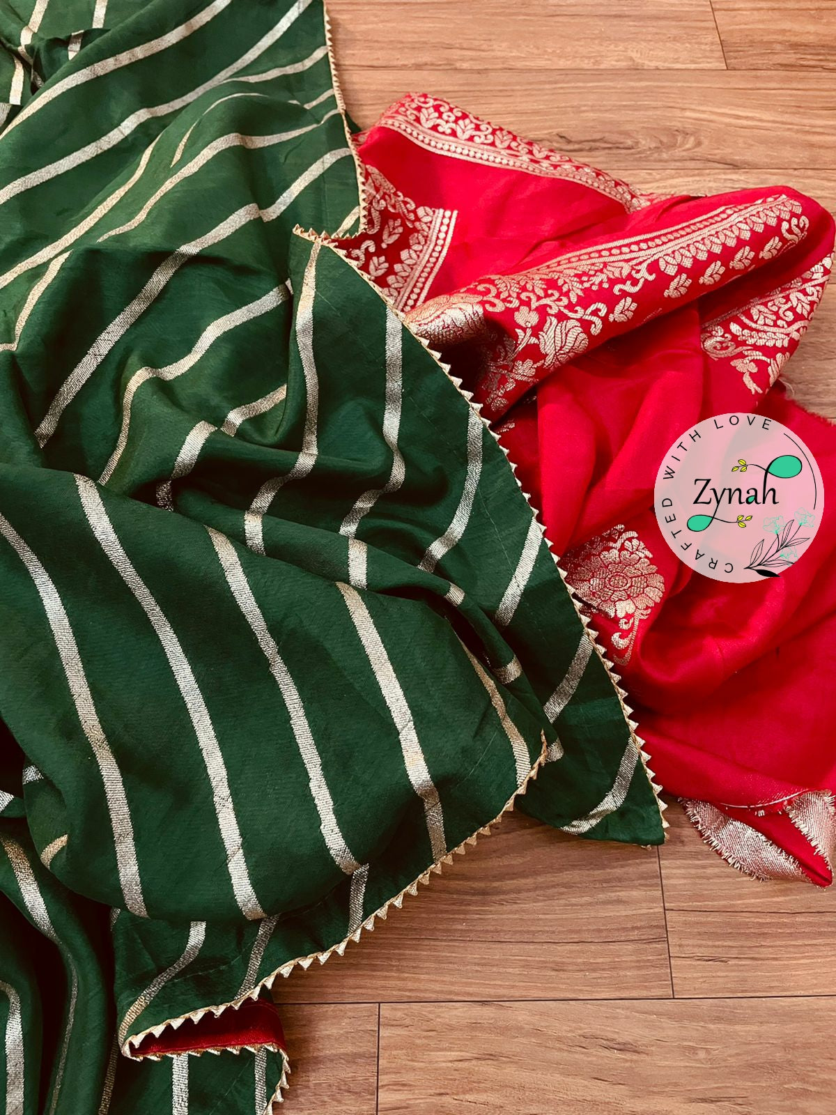Zynah Pure Munga Silk Saree with Diagonal Stripes, Lehariya Style Weaving & Lace Border; Custom Stitched/Ready-made Blouse, Fall, Petticoat; Shipping available USA, Worldwide