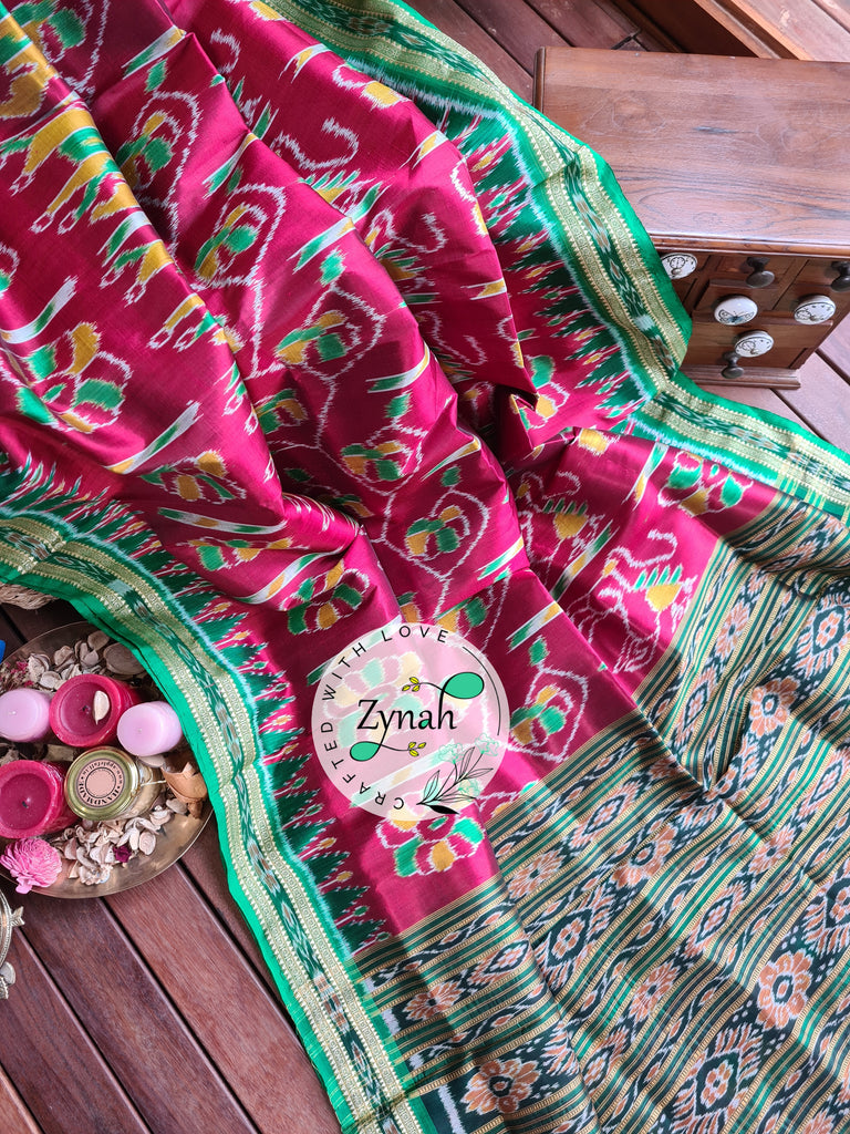 Zynah Handwoven Khandua Silk Saree; Custom Stitched/Ready-made Blouse, Fall, Petticoat; Shipping available USA, Worldwide
