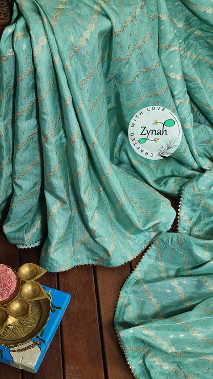 Zynah Pure Munga Silk Saree with Diagonal Stripes, Lehariya Style Weaving & Lace Border; Custom Stitched/Ready-made Blouse, Fall, Petticoat; Shipping available USA, Worldwide