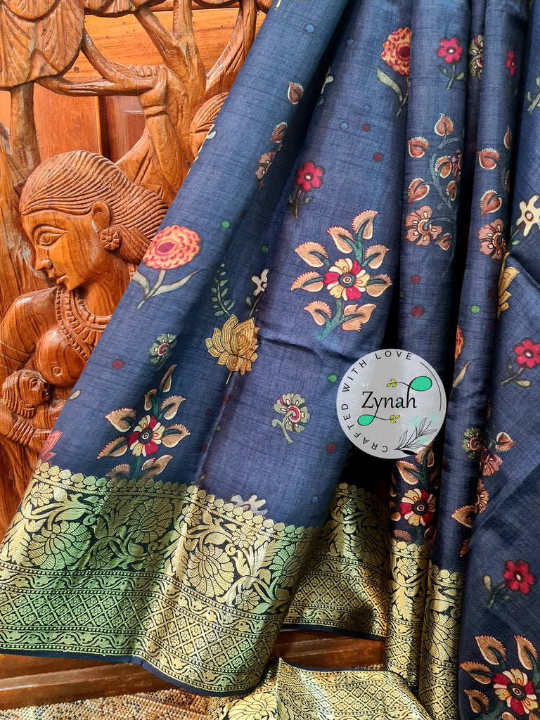 Zynah Pure Munga Silk Saree with Trendy prints & Zari Weave Border; Custom Stitched/Ready-made Blouse, Fall, Petticoat; Shipping available USA, Worldwide