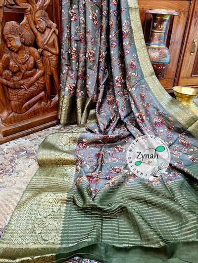 Zynah Pure Munga Silk Saree with Trendy prints & Zari Weave Border; Custom Stitched/Ready-made Blouse, Fall, Petticoat; Shipping available USA, Worldwide