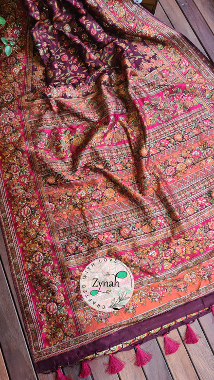Zynah Pure Kani Silk Cotton Saree with Grand Pallu; Custom Stitched/Ready-made Blouse, Fall, Petticoat; Shipping available USA, Worldwide
