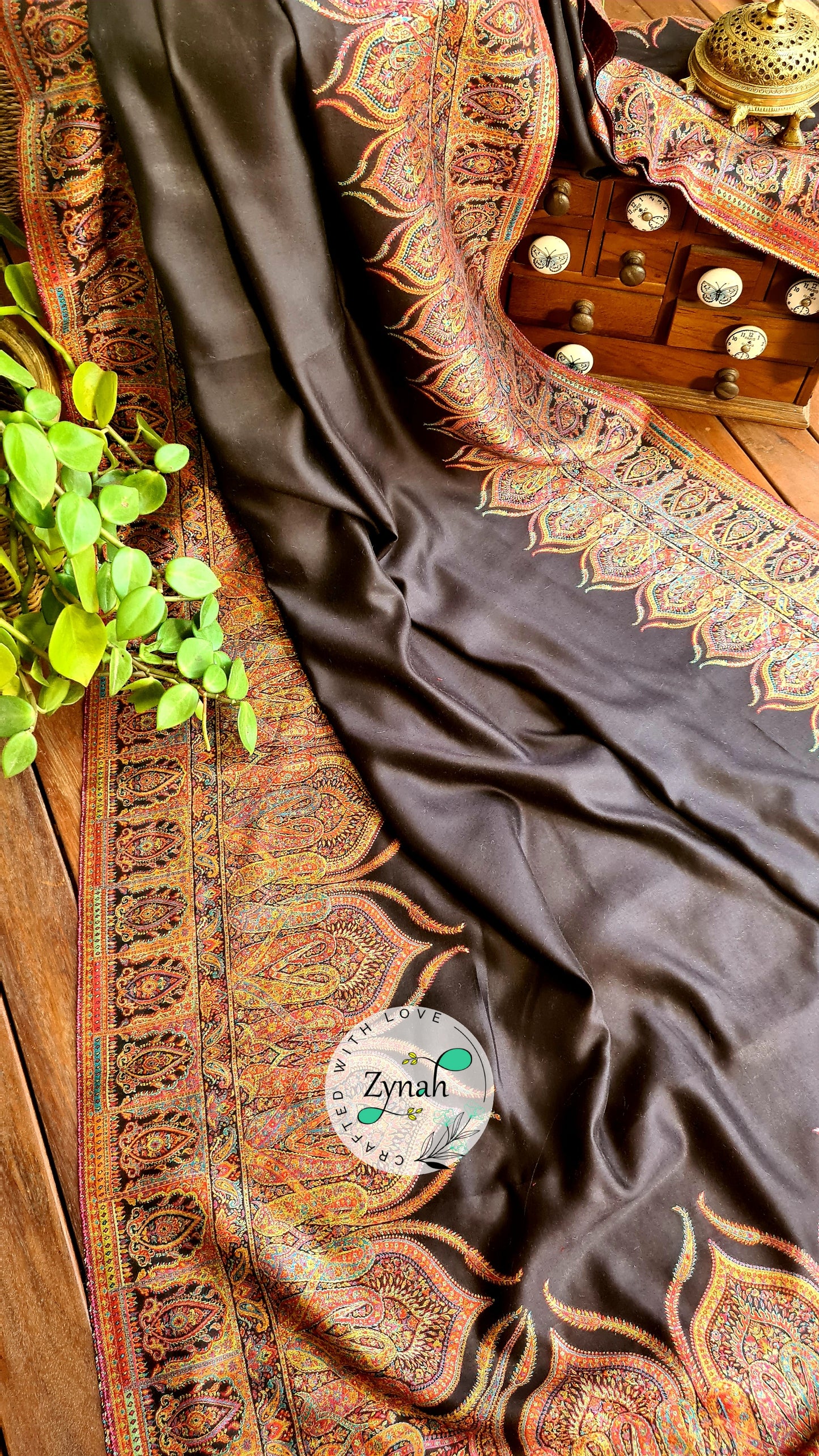 Zynah Pure Silk Kani Jamawar Saree with Grand Pallu & Border; Custom Stitched/Ready-made Blouse, Fall, Petticoat; Shipping available USA, Worldwide