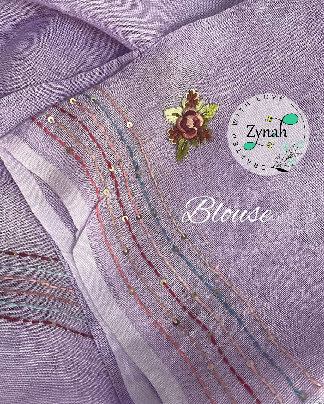 Zynah Pure Linen(120c) Handcrafted Saree with French Knot Hand Embroidery; Custom Stitched/Ready-made Blouse, Fall, Petticoat; Shipping available USA, Worldwide