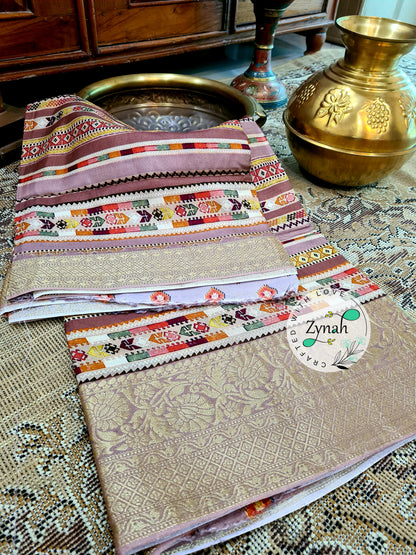 Zynah Pure Munga Silk Saree with Trendy prints & Zari Weave Border; Custom Stitched/Ready-made Blouse, Fall, Petticoat; Shipping available USA, Worldwide