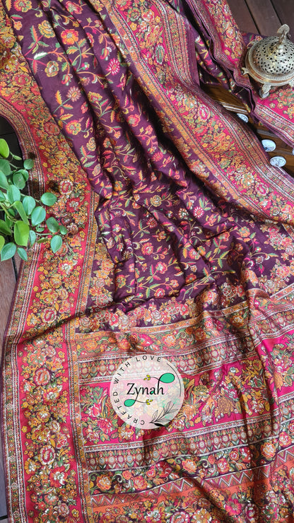 Zynah Pure Kani Silk Cotton Saree with Grand Pallu; Custom Stitched/Ready-made Blouse, Fall, Petticoat; Shipping available USA, Worldwide