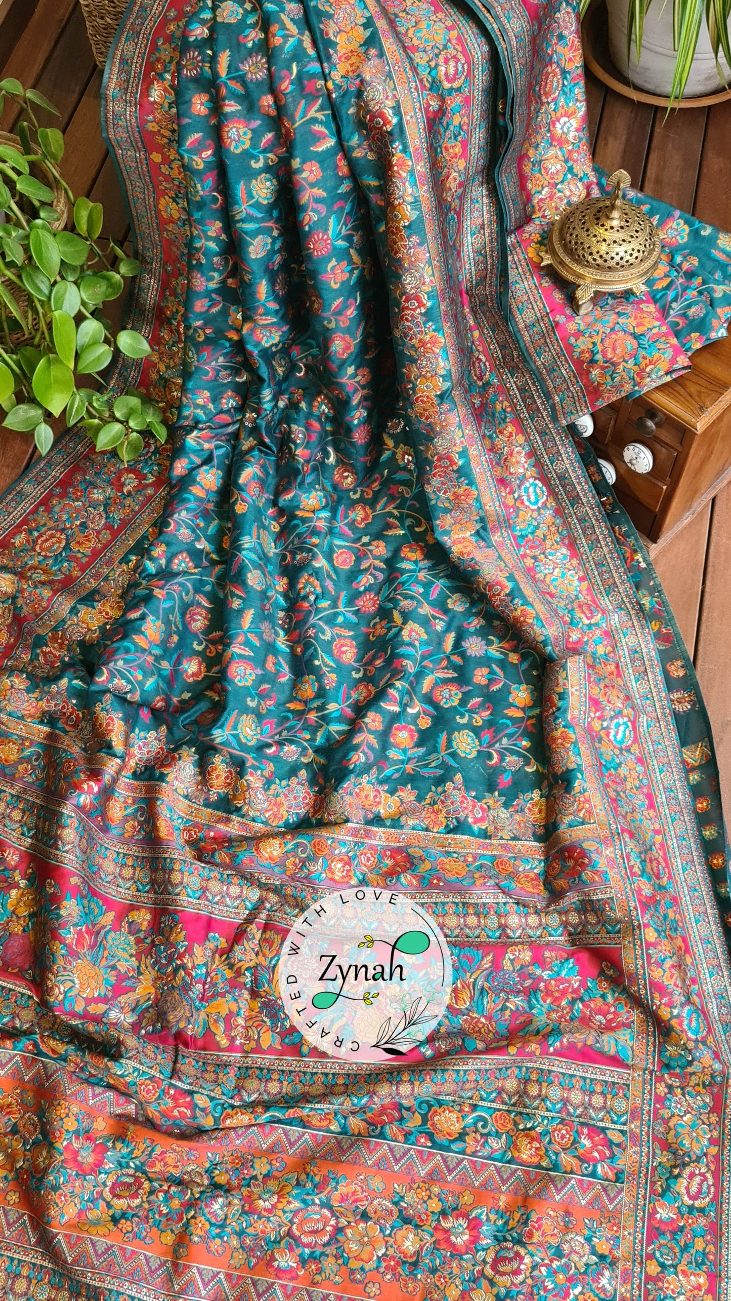 Zynah Pure Kani Silk Cotton Saree with Grand Pallu; Custom Stitched/Ready-made Blouse, Fall, Petticoat; Shipping available USA, Worldwide