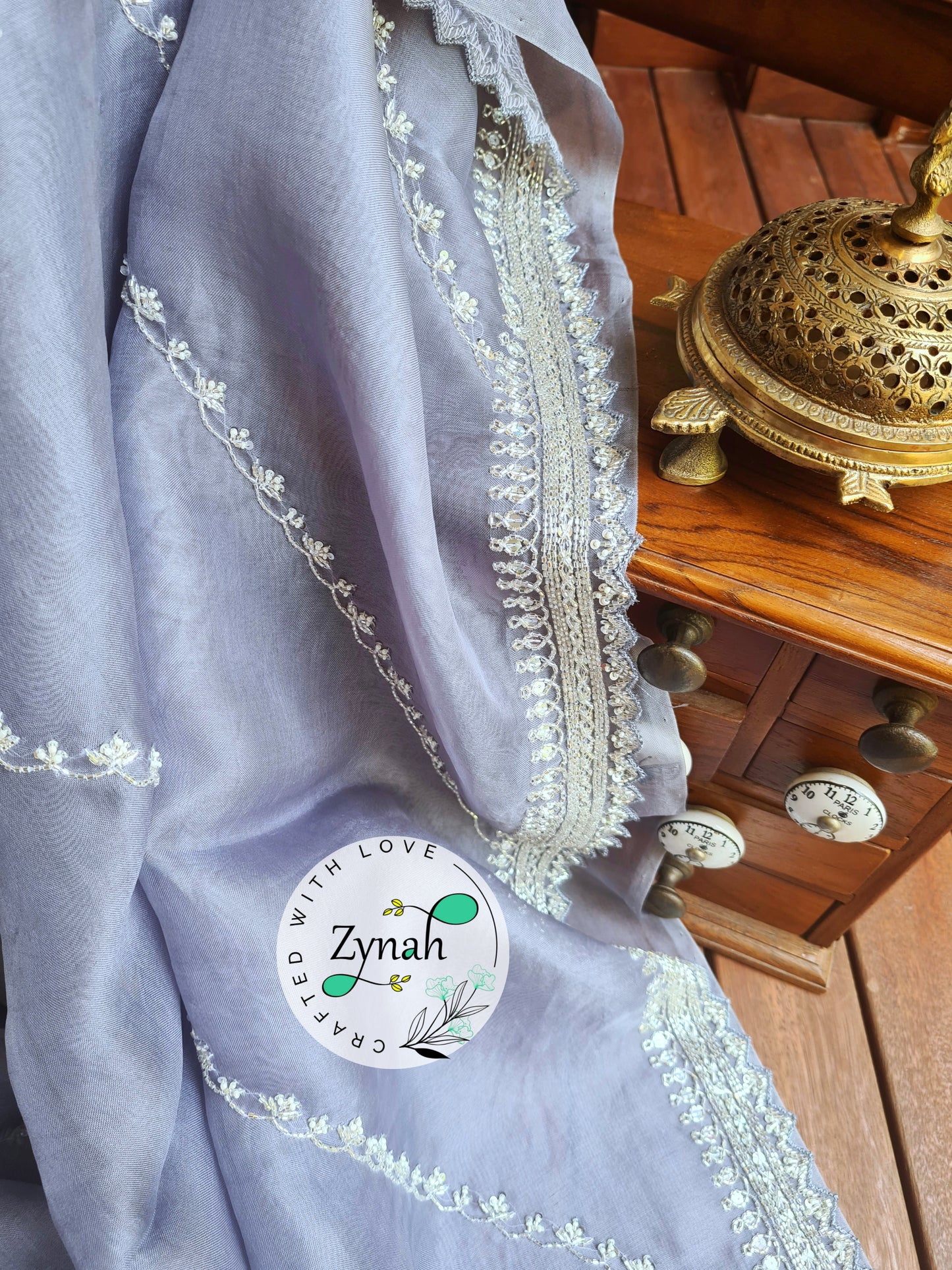 Zynah Pure Organza Silk Saree with Beads, Sequence Work; Custom Stitched/Ready-made Blouse, Fall, Petticoat; Shipping available USA, Worldwide