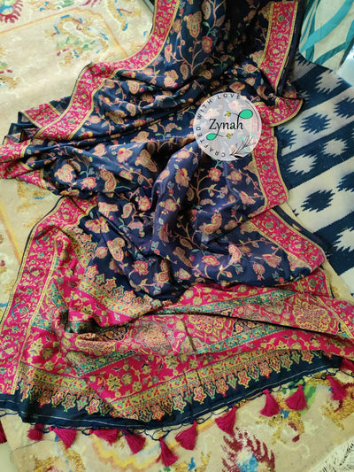 Zynah Pure Kani Silk Cotton Saree with Grand Pallu; Custom Stitched/Ready-made Blouse, Fall, Petticoat; Shipping available USA, Worldwide
