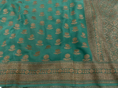 Zynah Pure Handloom Banarasi Woven Khaddi Georgette Saree with Antique Zari Weave; Custom Stitched/Ready-made Blouse, Fall, Petticoat; Shipping available USA, Worldwide