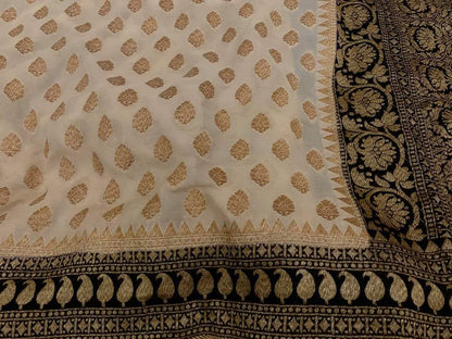 Zynah Pure Handloom Banarasi Woven Khaddi Georgette Saree with Antique Zari Weave; Custom Stitched/Ready-made Blouse, Fall, Petticoat; Shipping available USA, Worldwide
