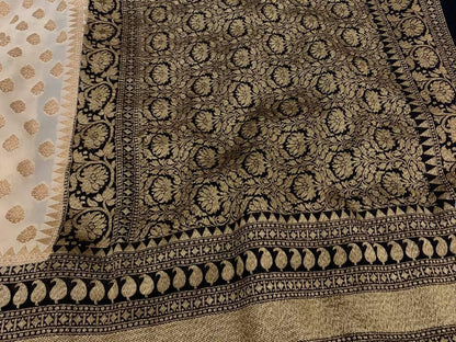 Zynah Pure Handloom Banarasi Woven Khaddi Georgette Saree with Antique Zari Weave; Custom Stitched/Ready-made Blouse, Fall, Petticoat; Shipping available USA, Worldwide