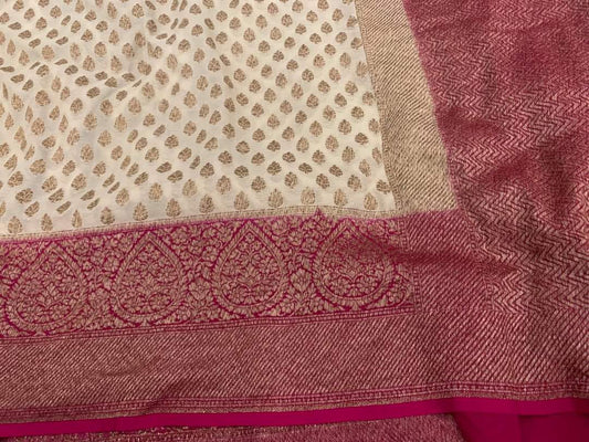 Zynah Pure Handloom Banarasi Woven Khaddi Georgette Saree with Antique Zari Weave; Custom Stitched/Ready-made Blouse, Fall, Petticoat; Shipping available USA, Worldwide