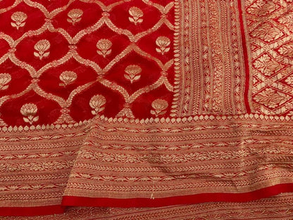 Zynah Pure Handloom Banarasi Woven Khaddi Georgette Saree with Antique Zari Weave; Custom Stitched/Ready-made Blouse, Fall, Petticoat; Shipping available USA, Worldwide