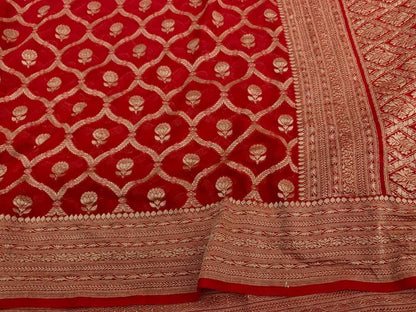 Zynah Pure Handloom Banarasi Woven Khaddi Georgette Saree with Antique Zari Weave; Custom Stitched/Ready-made Blouse, Fall, Petticoat; Shipping available USA, Worldwide