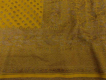 Zynah Pure Handloom Banarasi Woven Khaddi Georgette Saree with Antique Zari Weave; Custom Stitched/Ready-made Blouse, Fall, Petticoat; Shipping available USA, Worldwide