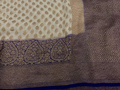 Zynah Pure Handloom Banarasi Woven Khaddi Georgette Saree with Antique Zari Weave; Custom Stitched/Ready-made Blouse, Fall, Petticoat; Shipping available USA, Worldwide