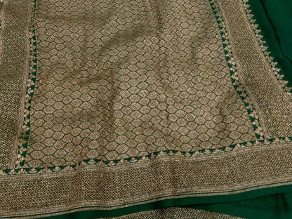 Zynah Pure Handloom Banarasi Woven Khaddi Georgette Saree with Diagonal Antique Stripes; Custom Stitched/Ready-made Blouse, Fall, Petticoat; Shipping available USA, Worldwide