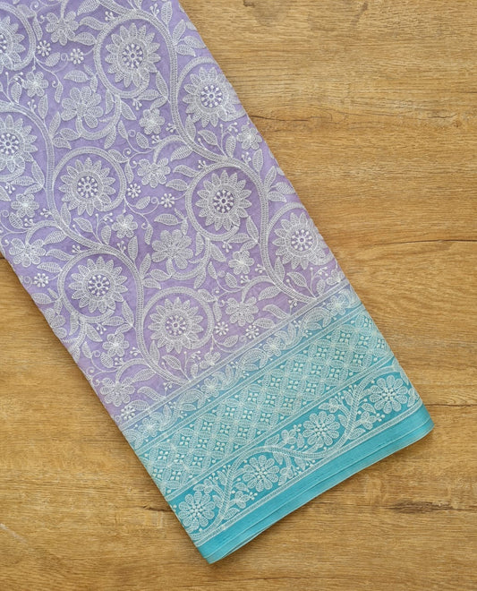 Zynah Pure Organza Silk Saree with Floral Jaal Thread Chikankari Embroidery; Custom Stitched/Ready-made Blouse, Fall, Petticoat; Shipping available USA, Worldwide