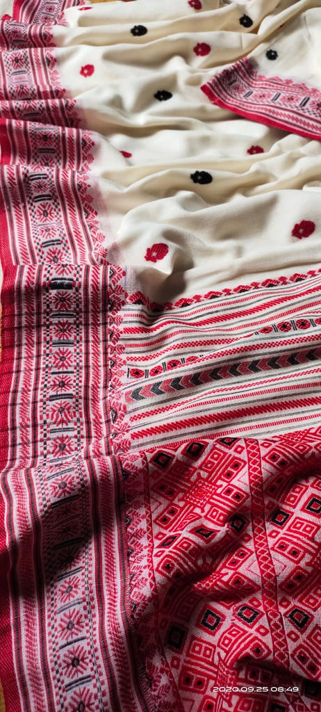 Zynah Pure Organic Khadi(140c) Jamdani Saree; Custom Stitched/Ready-made Blouse, Fall, Petticoat; Shipping available USA, Worldwide