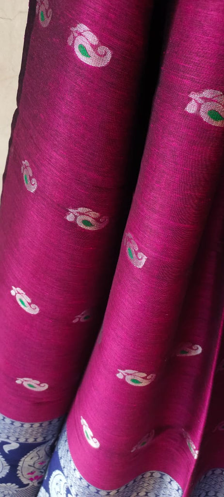 Zynah Pure Organic Linen(120c) Jamdani Saree; Custom Stitched/Ready-made Blouse, Fall, Petticoat; Shipping available USA, Worldwide