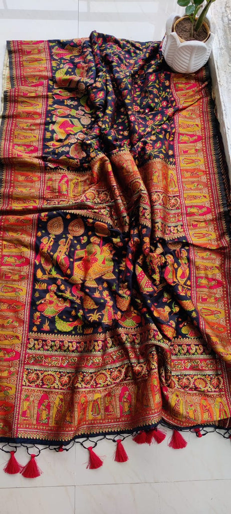 Zynah Pure Kani Silk Cotton Saree with Vibrant Colour Weave; Custom Stitched/Ready-made Blouse, Fall, Petticoat; Shipping available USA, Worldwide