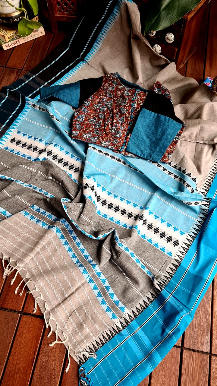 Zynah Cotton Begampuri Handwoven Saree with Readymade Blouse; Custom Stitched/Ready-made Blouse, Fall, Petticoat; Shipping available USA, Worldwide