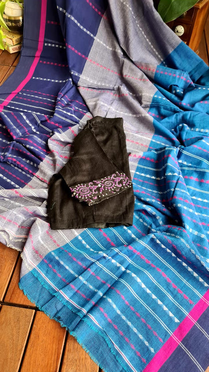 Zynah Cotton Begampuri Handwoven Saree with Readymade Blouse; Custom Stitched/Ready-made Blouse, Fall, Petticoat; Shipping available USA, Worldwide