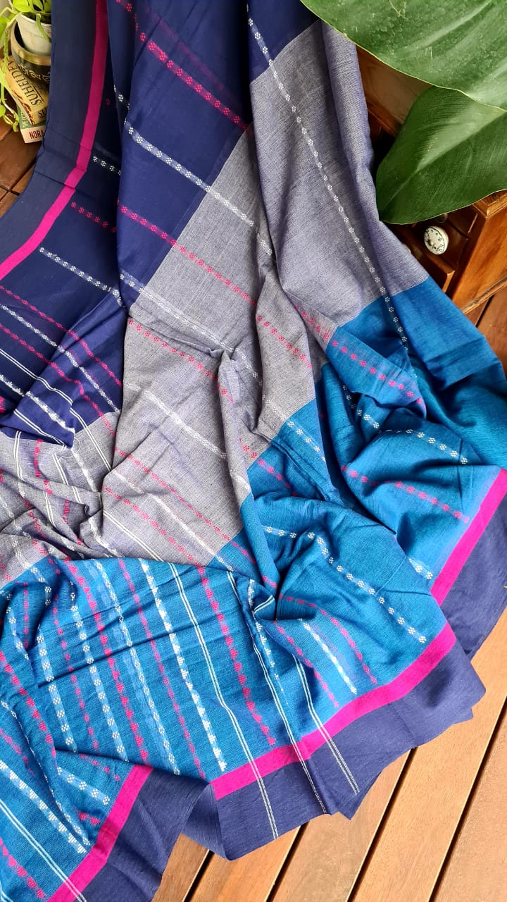 Zynah Cotton Begampuri Handwoven Saree with Readymade Blouse; Custom Stitched/Ready-made Blouse, Fall, Petticoat; Shipping available USA, Worldwide