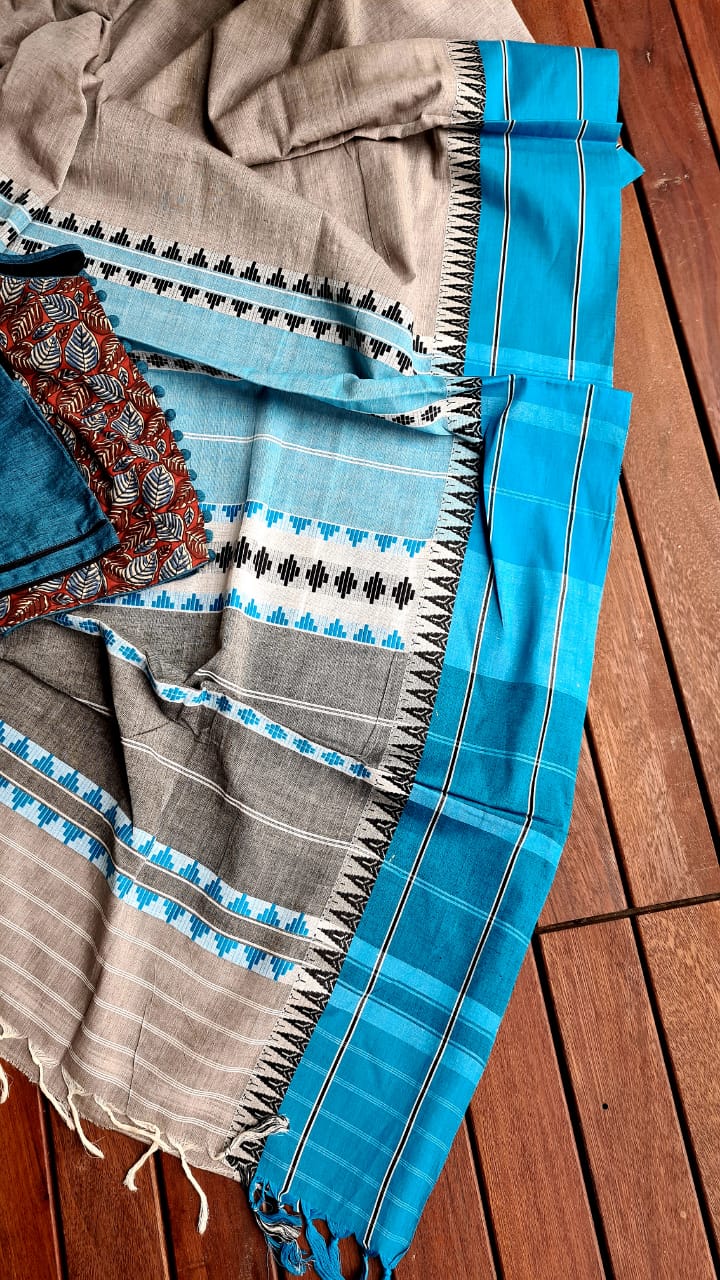Zynah Cotton Begampuri Handwoven Saree with Readymade Blouse; Custom Stitched/Ready-made Blouse, Fall, Petticoat; Shipping available USA, Worldwide