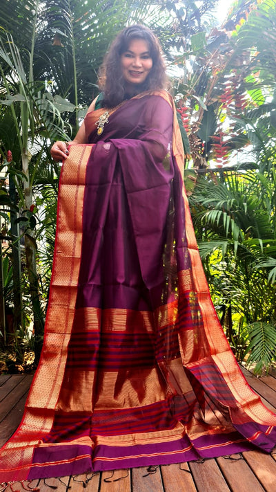Zynah Pure Handloom Maheshwari Silk Cotton Saree with Contrast Blouse-piece; Custom Stitched/Ready-made Blouse, Fall, Petticoat; Shipping available USA, Worldwide