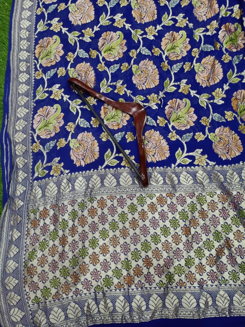 Zynah Pure Khaddi Georgette Saree with Handbrush Dye; Custom Stitched/Ready-made Blouse, Fall, Petticoat; Shipping available USA, Worldwide