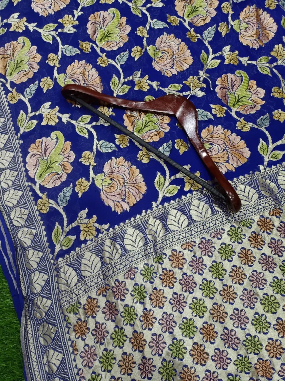 Zynah Pure Khaddi Georgette Saree with Handbrush Dye; Custom Stitched/Ready-made Blouse, Fall, Petticoat; Shipping available USA, Worldwide